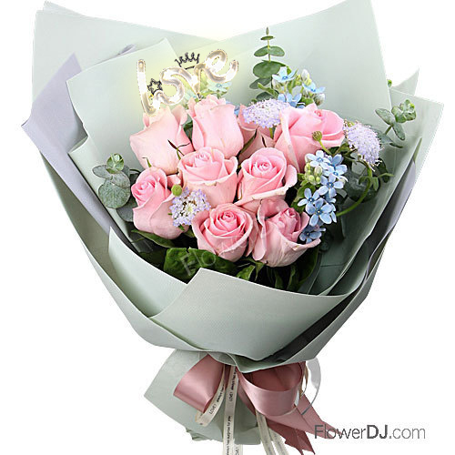 蒂芬妮的秘密 玫瑰花束9朵 -贈DIY萬聖節氣球